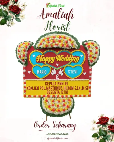 Karangan Papan Bunga Pernikahan di Semaki